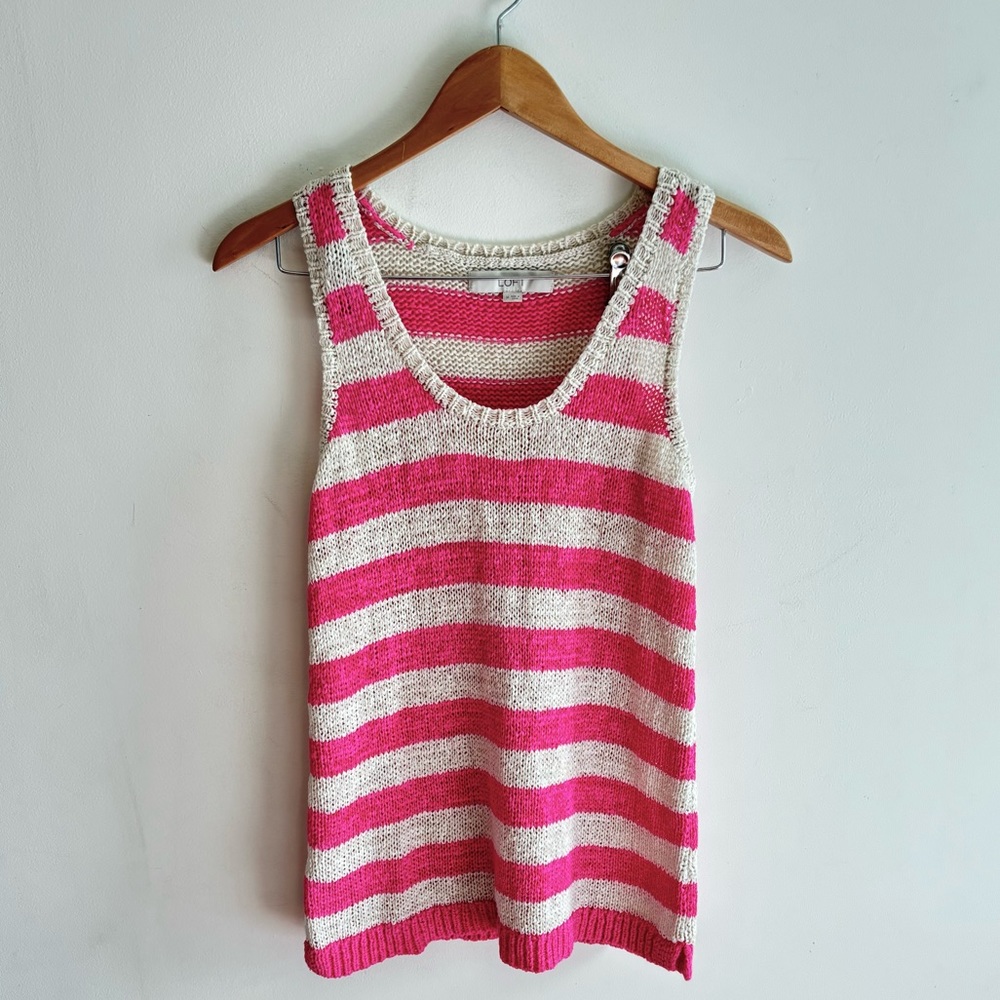 LOFT Knit Tank Top Striped Size Medium
